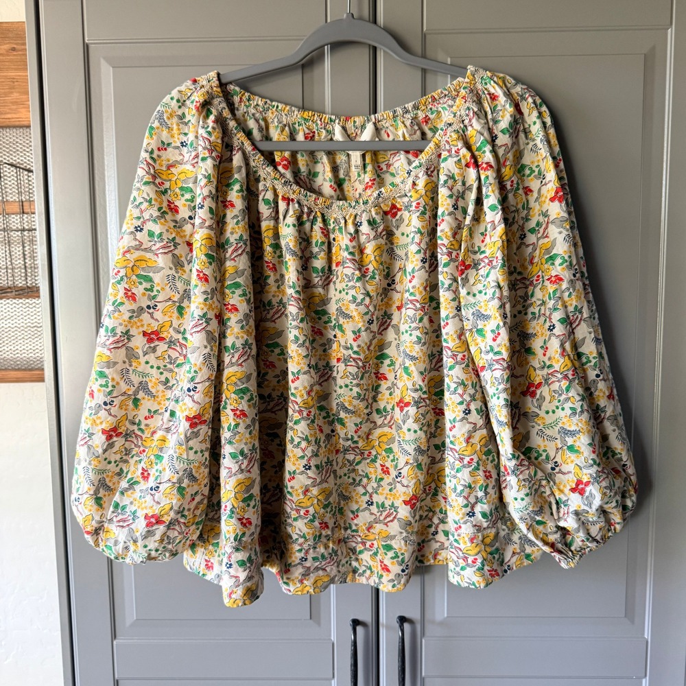 THE GREAT. Women's Canopy Boxwood Floral Top, Yellow Multi,3 (L)